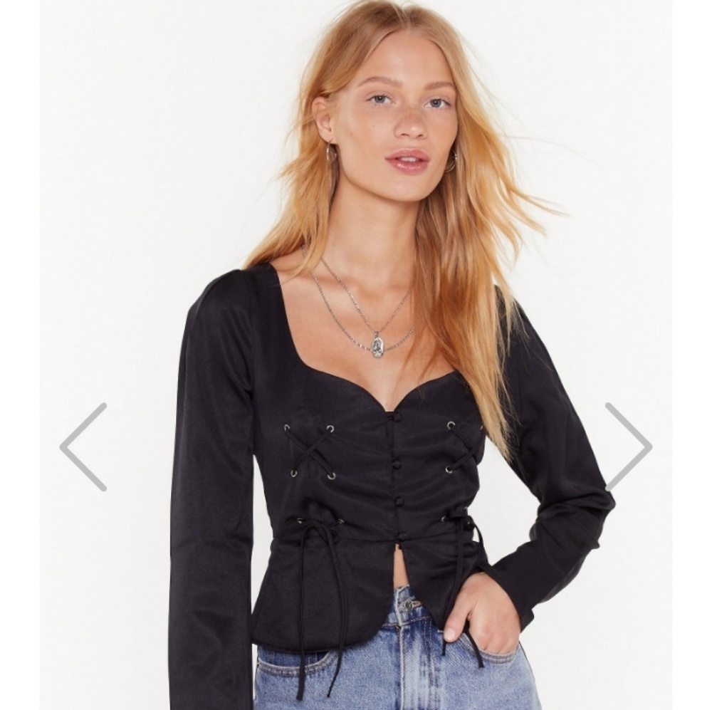 Nasty Gal "Cross Your Mind" Peplum Corset Crop Top